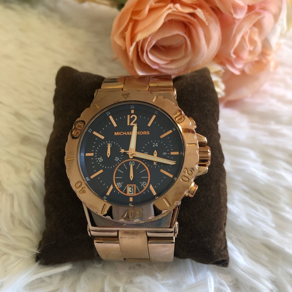 Michael Kors Rose Gold and Navy Women's Watch